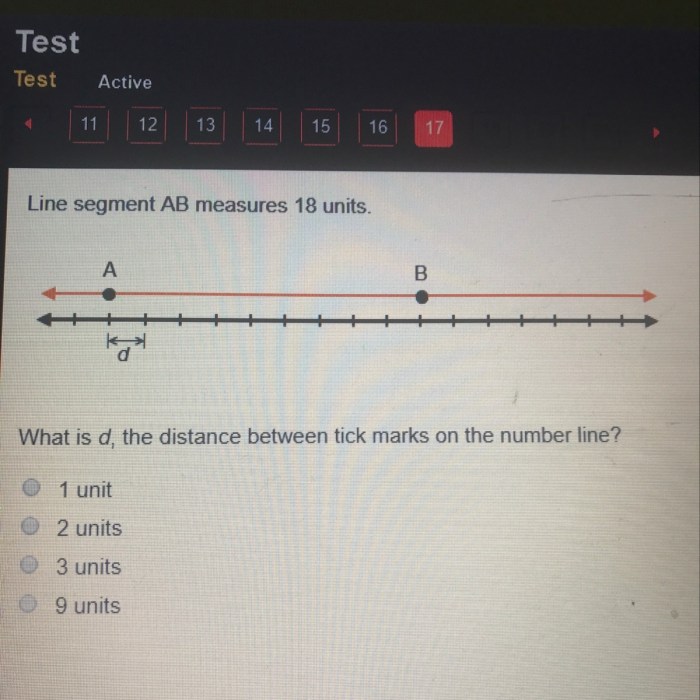 Line segment ab measures 18 units