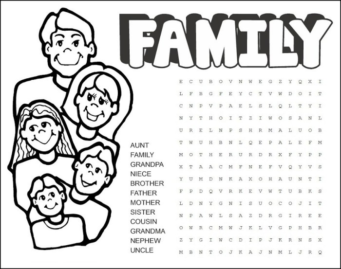 La familia search a word answer key