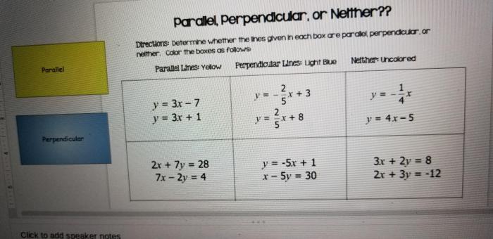 Parallel perpendicular or neither worksheet answers