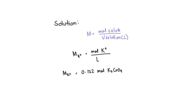 What is the molarity of potassium ions in a 0.122