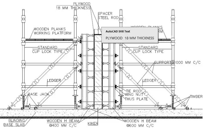 Drawings and plans for the jack layout formwork