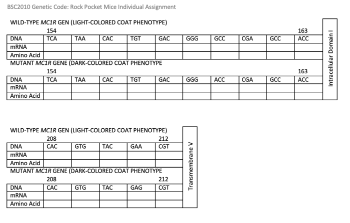 Molecular genetics of color mutations in rock pocket mice answers